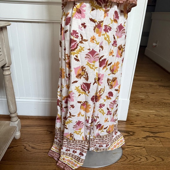 Good Luck Gem 2 Piece Set Floral Print Tank Wide Leg Pants Women's M Linen Blend - Picture 3 of 10